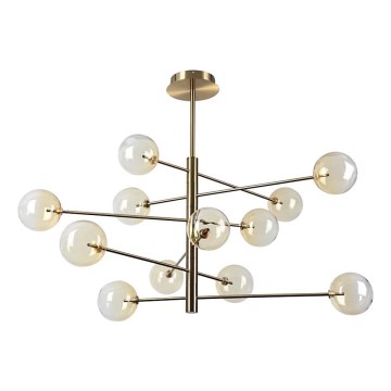 Ideal Lux - Candeeiro suspenso LED EQUINOXE 12xG4/2W/230V diâmetro 128,1 cm latão/fumado