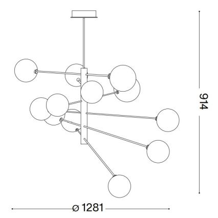 Ideal Lux - Candeeiro suspenso LED EQUINOXE 12xG4/2W/230V diâmetro 128,1 cm latão/fumado
