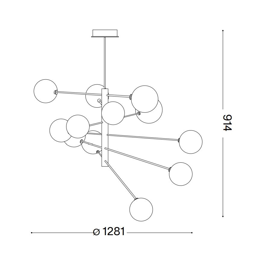 Ideal Lux - Candeeiro suspenso LED EQUINOXE 12xG4/2W/230V diâmetro 128,1 cm latão/fumado