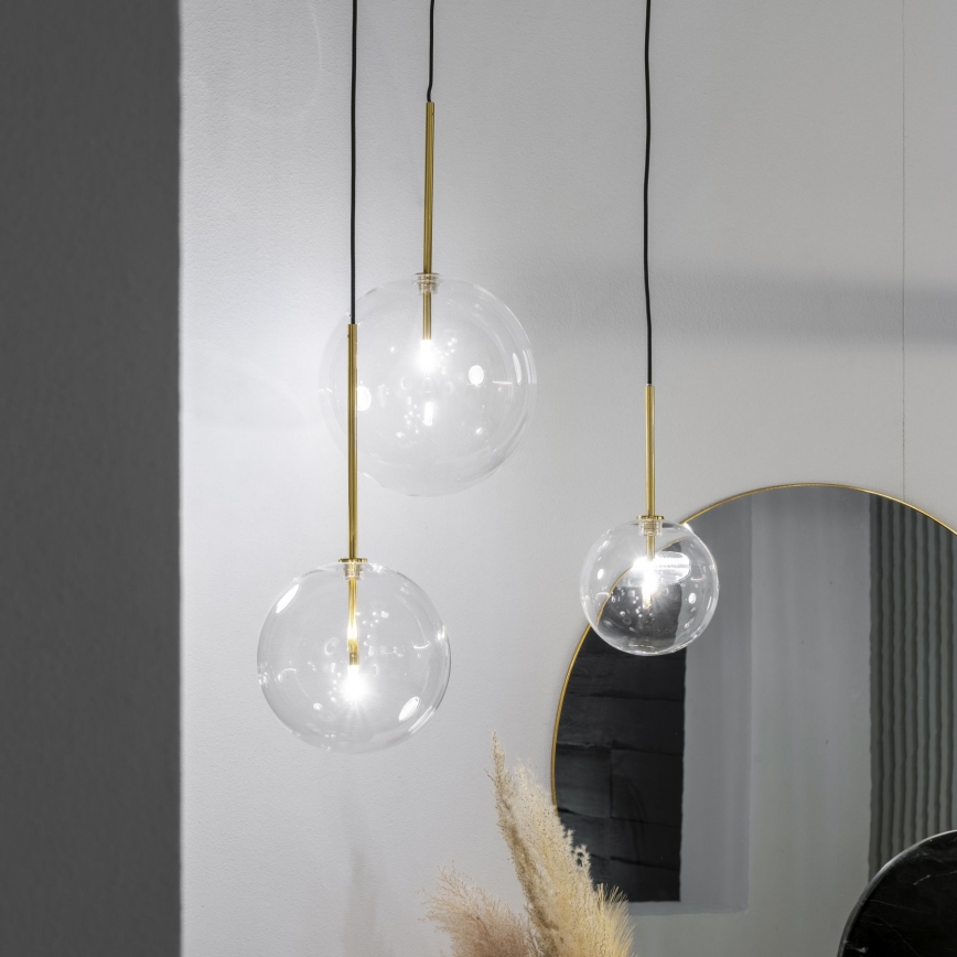 Ideal Lux - Candeeiro suspenso LED EQUINOXE 1xG4/2W/230V diâmetro 20 cm latão/transparente
