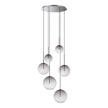 Ideal Lux - Candeeiro suspenso LED EQUINOXE 6xG4/2W/230V diâmetro 65 cm cromado brilhante/fumado