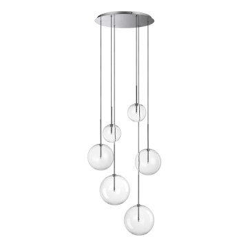 Ideal Lux - Candeeiro suspenso LED EQUINOXE 6xG4/2W/230V diâmetro 65 cm cromado brilhante/transparente