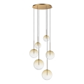 Ideal Lux - Candeeiro suspenso LED EQUINOXE 6xG4/2W/230V diâmetro 65 cm latão/fumado