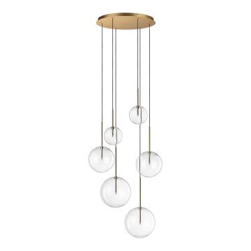 Ideal Lux - Candeeiro suspenso LED EQUINOXE 6xG4/2W/230V diâmetro 65 cm latão/transparente