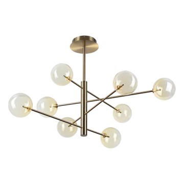 Ideal Lux - Candeeiro suspenso LED EQUINOXE 8xG4/2W/230V diâmetro 128 cm latão/fumado