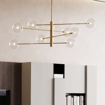 Ideal Lux - Candeeiro suspenso LED EQUINOXE 8xG4/2W/230V diâmetro 128 cm latão/transparente