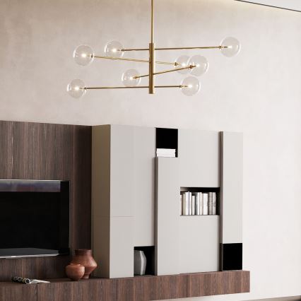 Ideal Lux - Candeeiro suspenso LED EQUINOXE 8xG4/2W/230V diâmetro 128 cm latão/transparente