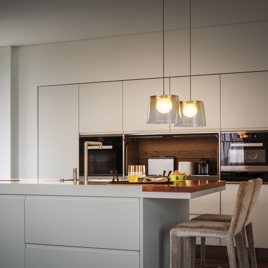 Ideal Lux - Candeeiro suspenso LED FADE 1xG9/3W/230V diâmetro 27,3 cm dourado/fumado