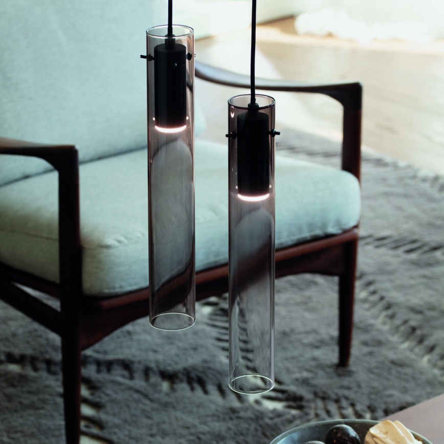 Ideal Lux - Candeeiro suspenso LED FLAM LED/10W/230V diâmetro 6 cm CRI 90 cinzento