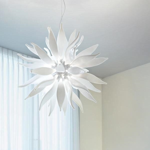 Ideal Lux - Candeeiro suspenso LED LEAVES 12xG9/3W/230V diâmetro 80 cm branco