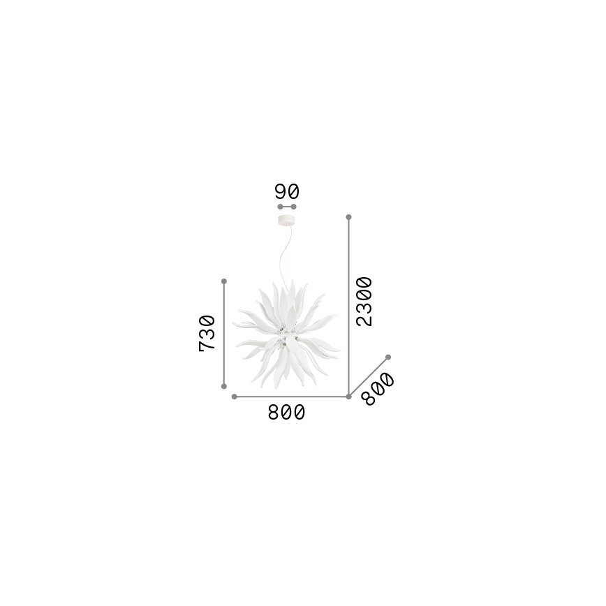 Ideal Lux - Candeeiro suspenso LED LEAVES 12xG9/3W/230V diâmetro 80 cm branco