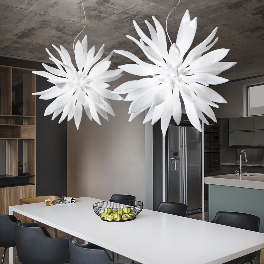 Ideal Lux - Candeeiro suspenso LED LEAVES 8xG9/3W/230V diâmetro 63 cm branco
