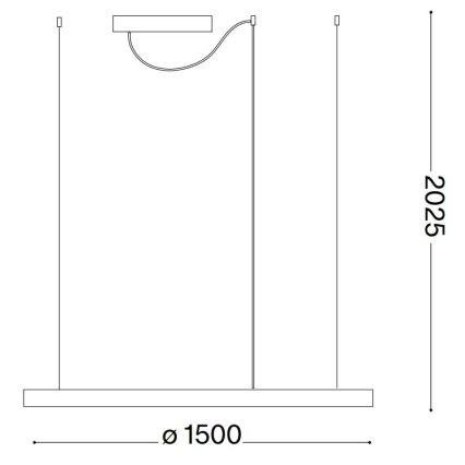 Ideal Lux - Candeeiro suspenso LED com regulação ORACLE SLIM LED/76W/230V 3000K diâmetro 150 cm preto