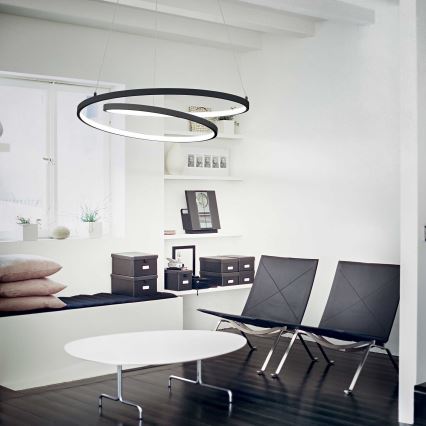 Ideal Lux - Candeeiro suspenso LED OZ LED/52W/230V diâmetro 80 cm CRI 90 preto