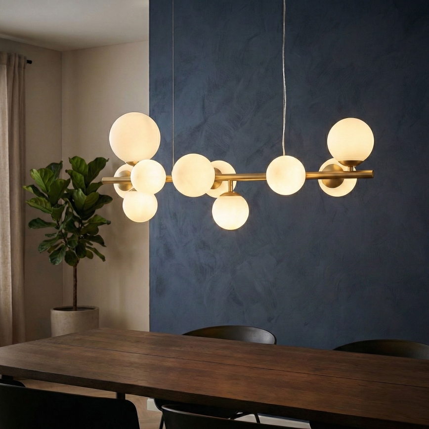 Ideal Lux - Candeeiro suspenso LED PERLAGE 10xG9/3W/230V 81 cm dourado/branco