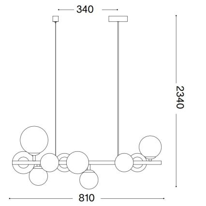 Ideal Lux - Candeeiro suspenso LED PERLAGE 10xG9/3W/230V 81 cm dourado/branco