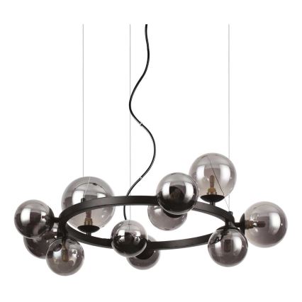Ideal Lux - Candeeiro suspenso LED PERLAGE 11xG9/3W/230V diâmetro 73 cm preto/fumado