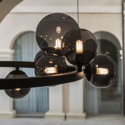 Ideal Lux - Candeeiro suspenso LED PERLAGE 11xG9/3W/230V diâmetro 73 cm preto/fumado