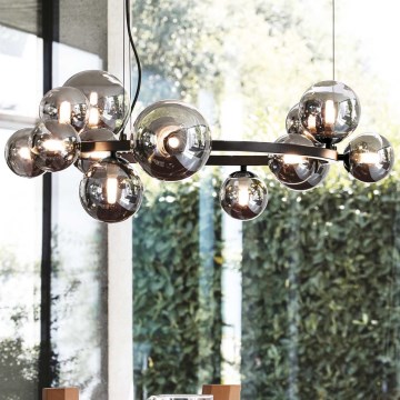 Ideal Lux - Candeeiro suspenso LED PERLAGE 14xG9/3W/230V diâmetro 85 cm preto/fumado