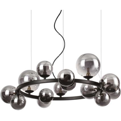 Ideal Lux - Candeeiro suspenso LED PERLAGE 14xG9/3W/230V diâmetro 85 cm preto/fumado