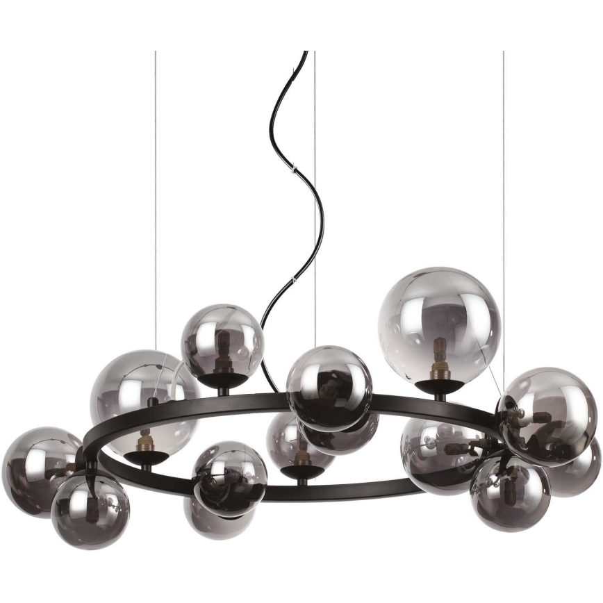 Ideal Lux - Candeeiro suspenso LED PERLAGE 14xG9/3W/230V diâmetro 85 cm preto/fumado