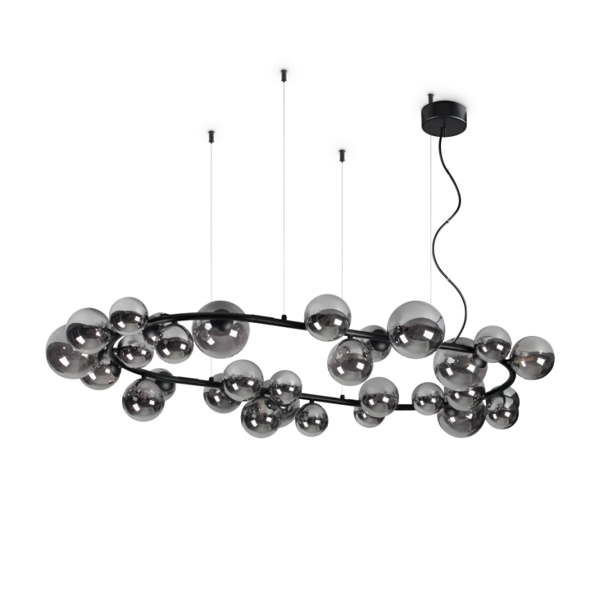 Ideal Lux - Candeeiro suspenso LED PERLAGE 30xG9/3W/230V 143 cm preto/fumado