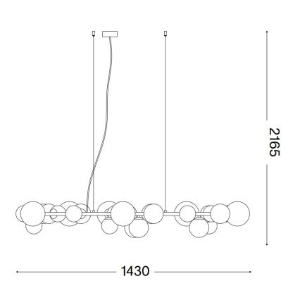 Ideal Lux - Candeeiro suspenso LED PERLAGE 30xG9/3W/230V 143 cm preto/fumado