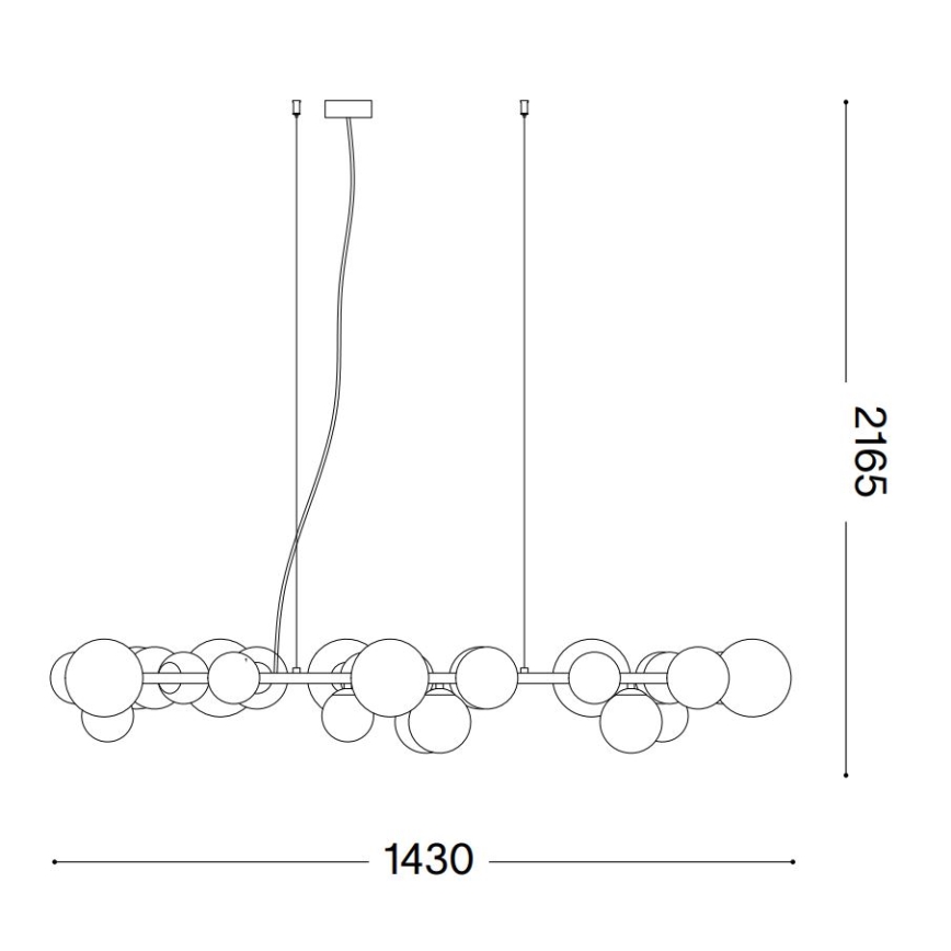 Ideal Lux - Candeeiro suspenso LED PERLAGE 30xG9/3W/230V 143 cm preto/fumado