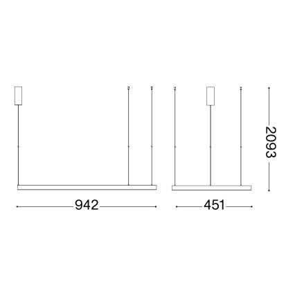 Ideal Lux - Candeeiro suspenso LED WAVES LED/37W/230V CRI 90 latão