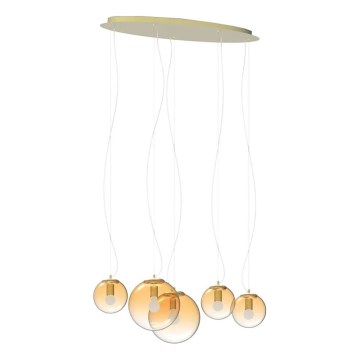 Ideal Lux - Candeeiro suspenso MAPA 5xE27/42W/230V dourado/fumado