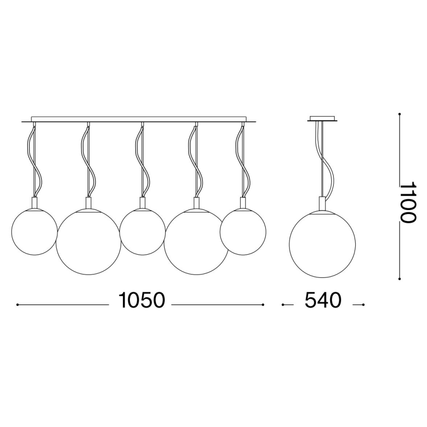 Ideal Lux - Candeeiro suspenso MAPA FADE 5xE27/60W/230V cromado brilhante