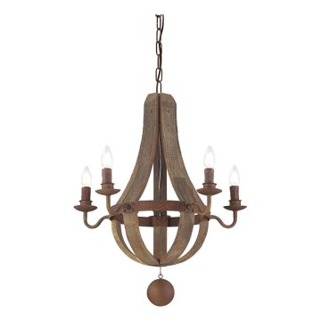 Ideal Lux - Candeeiro suspenso MILLENNIUM 5xE14/40W/230V diâmetro 52 cm Bétula/castanho