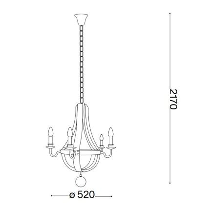 Ideal Lux - Candeeiro suspenso MILLENNIUM 5xE14/40W/230V diâmetro 52 cm Bétula/castanho