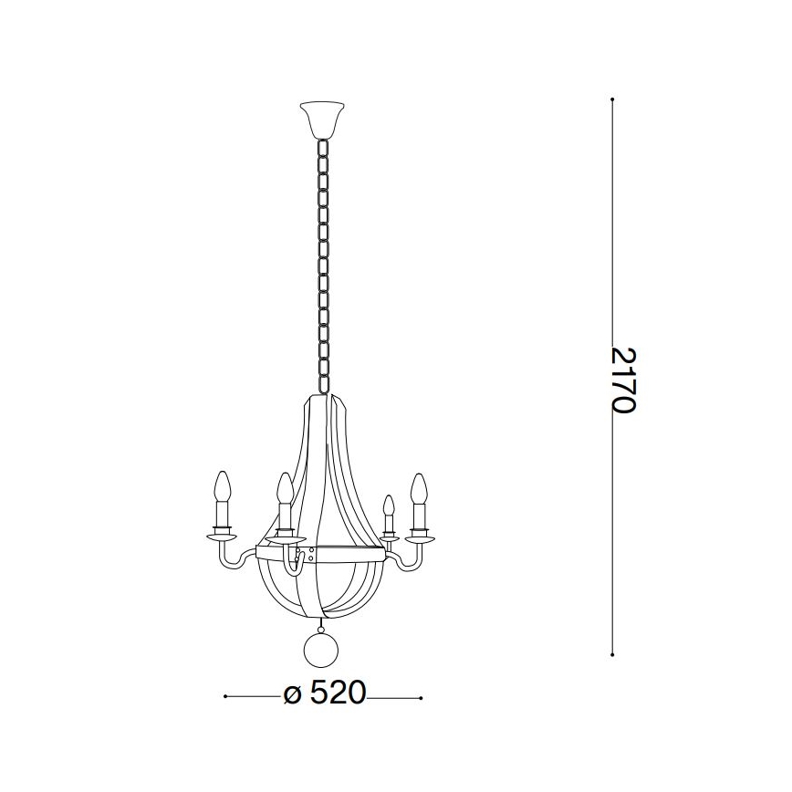 Ideal Lux - Candeeiro suspenso MILLENNIUM 5xE14/40W/230V diâmetro 52 cm Bétula/castanho