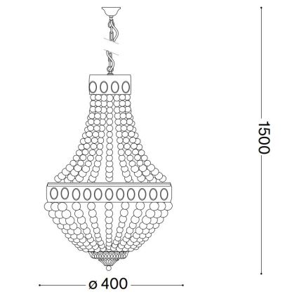 Ideal Lux - Candeeiro suspenso MONET 5xE14/40W/230V diâmetro 40 cm cânhamo/branco