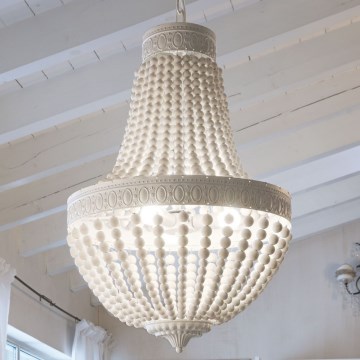 Ideal Lux - Candeeiro suspenso MONET 6xE14/40W/230V diâmetro 50 cm cânhamo/branco