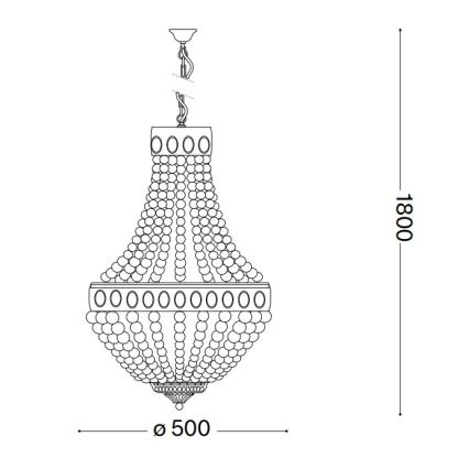 Ideal Lux - Candeeiro suspenso MONET 6xE14/40W/230V diâmetro 50 cm cânhamo/branco