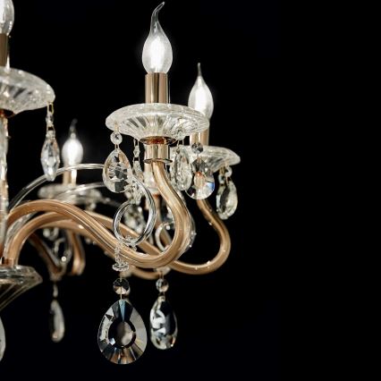 Ideal Lux - Candeeiro suspenso de cristal NEGRESCO 10xE14/28W/230V diâmetro 85 cm dourado