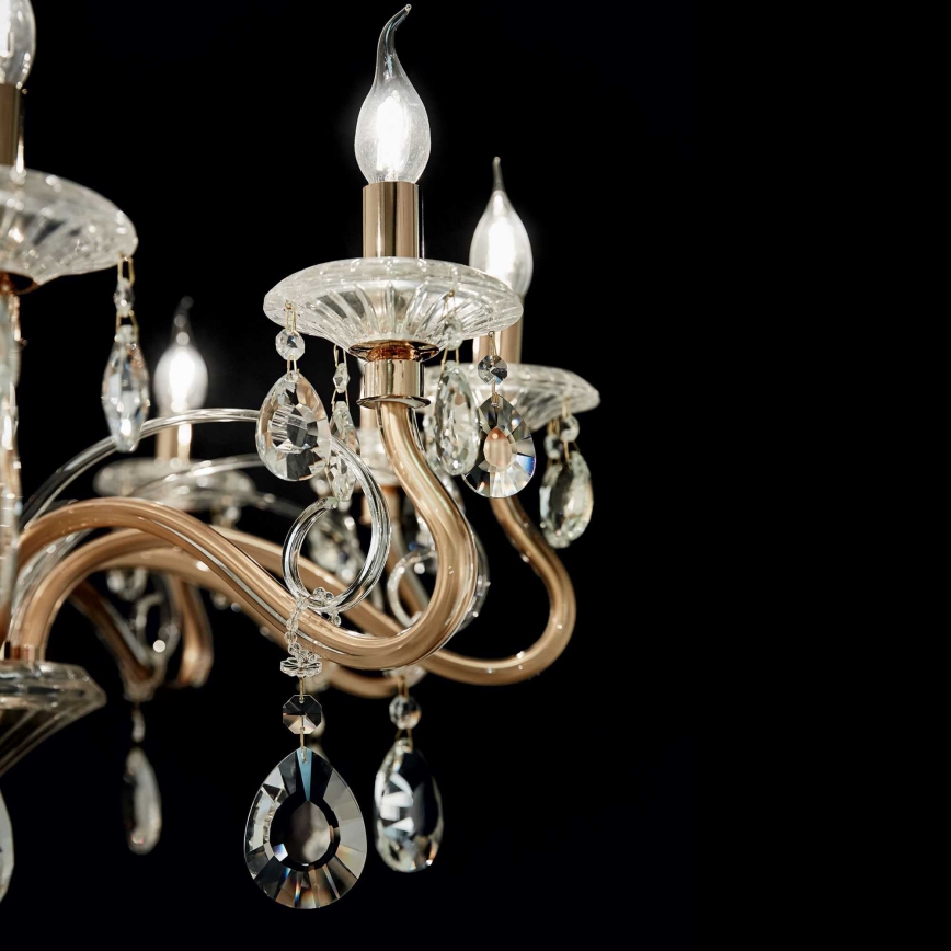 Ideal Lux - Candeeiro suspenso de cristal NEGRESCO 8xE14/28W/230V diâmetro 73,5 cm dourado