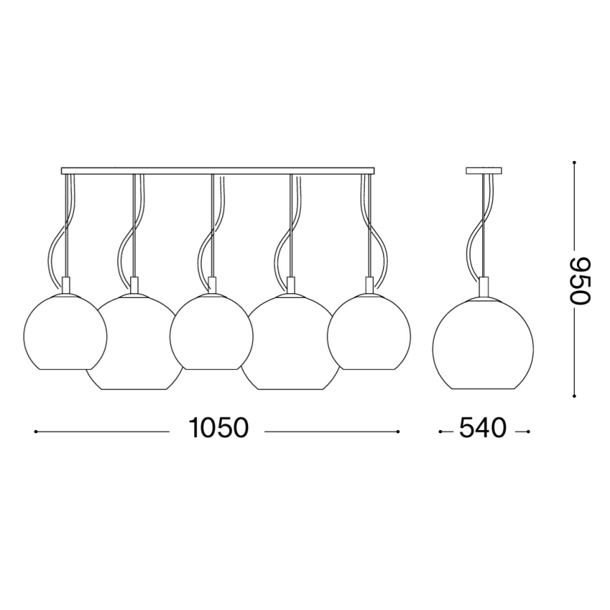 Ideal Lux - Candeeiro suspenso NEMO PLUS 5xE27/42W/230V fumado
