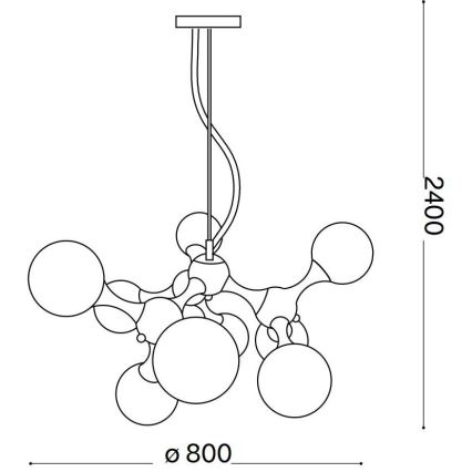 Ideal Lux - Candeeiro suspenso NODI 9xE14/28W/230V latão