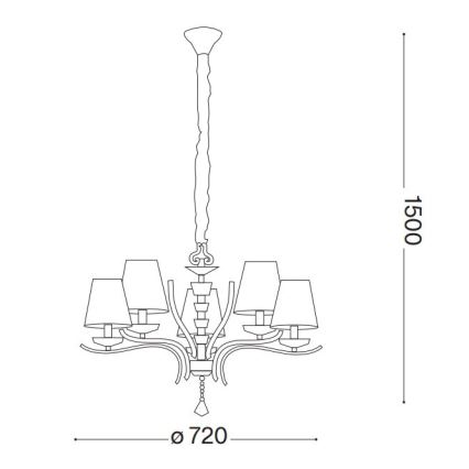 Ideal Lux - Candeeiro suspenso de cristal PEGASO 5xE14/28W/230V diâmetro 72 cm dourado