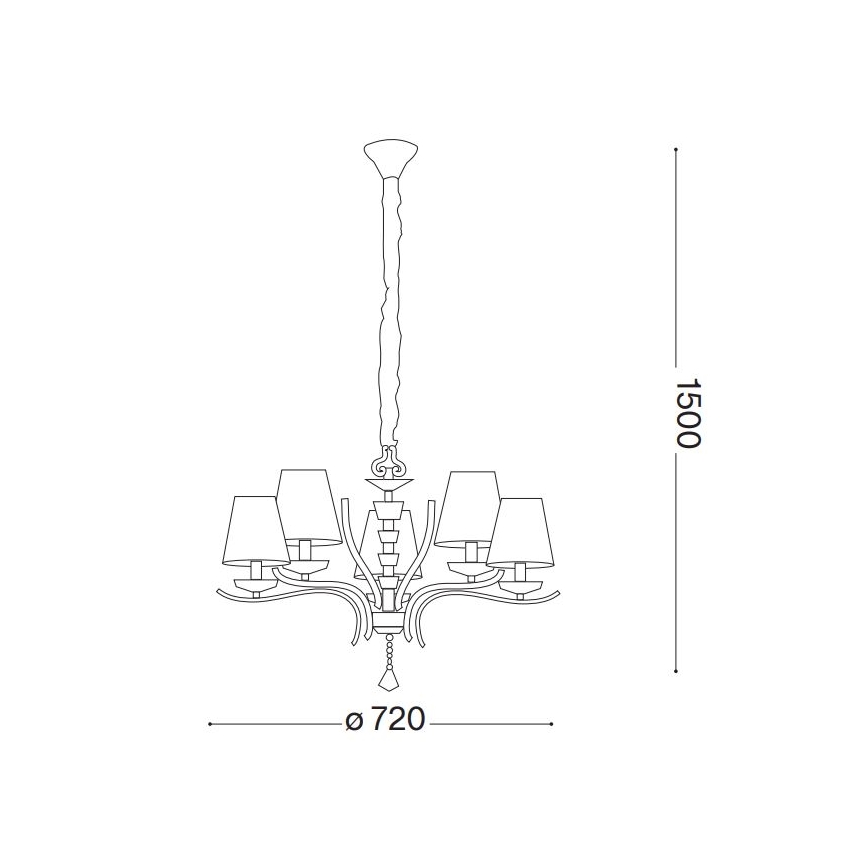 Ideal Lux - Candeeiro suspenso de cristal PEGASO 5xE14/28W/230V diâmetro 72 cm dourado