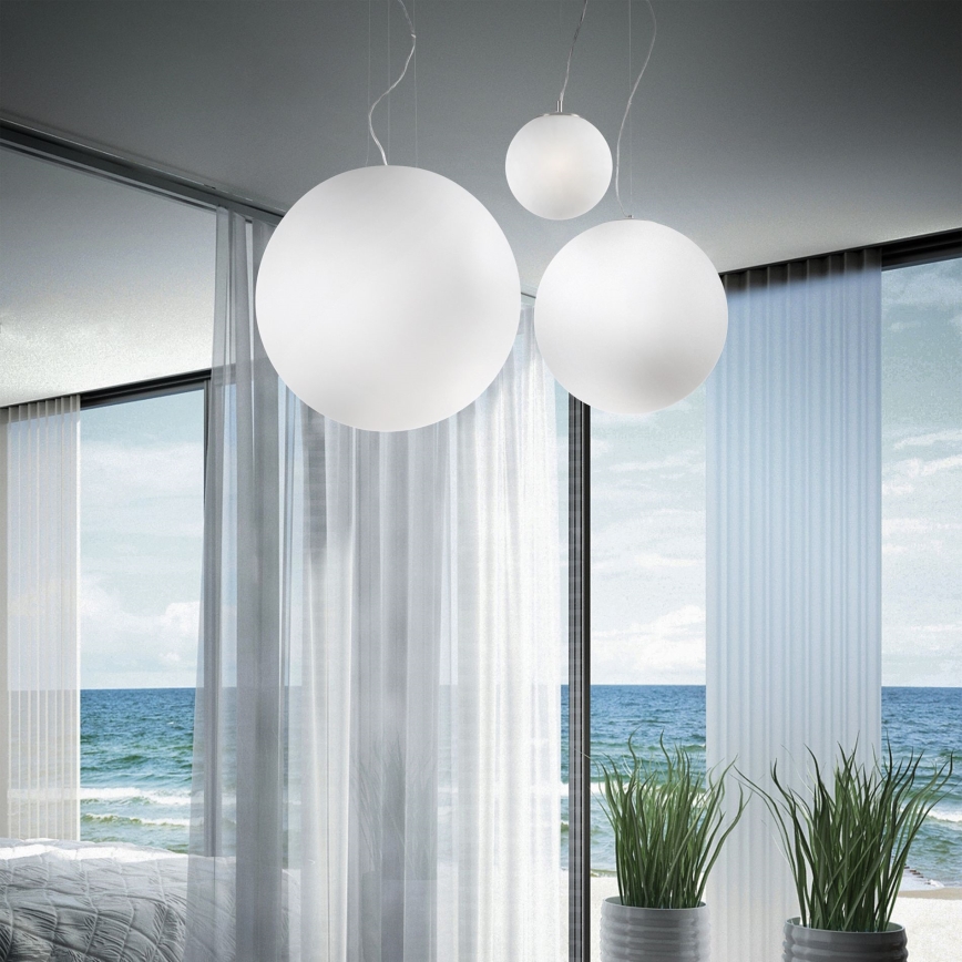 Ideal Lux - Candeeiro suspenso por cabo MAPA 1xE27/42W/230V Ø 40 cm branco