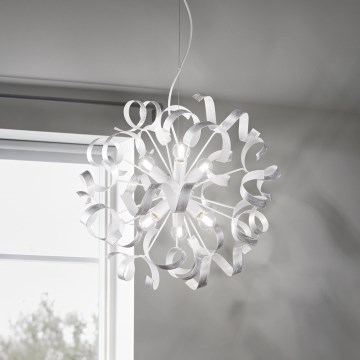 Ideal Lux - Candeeiro suspenso VORTEX 6xE14/40W/230V diâmetro 53 cm prateado/pátina