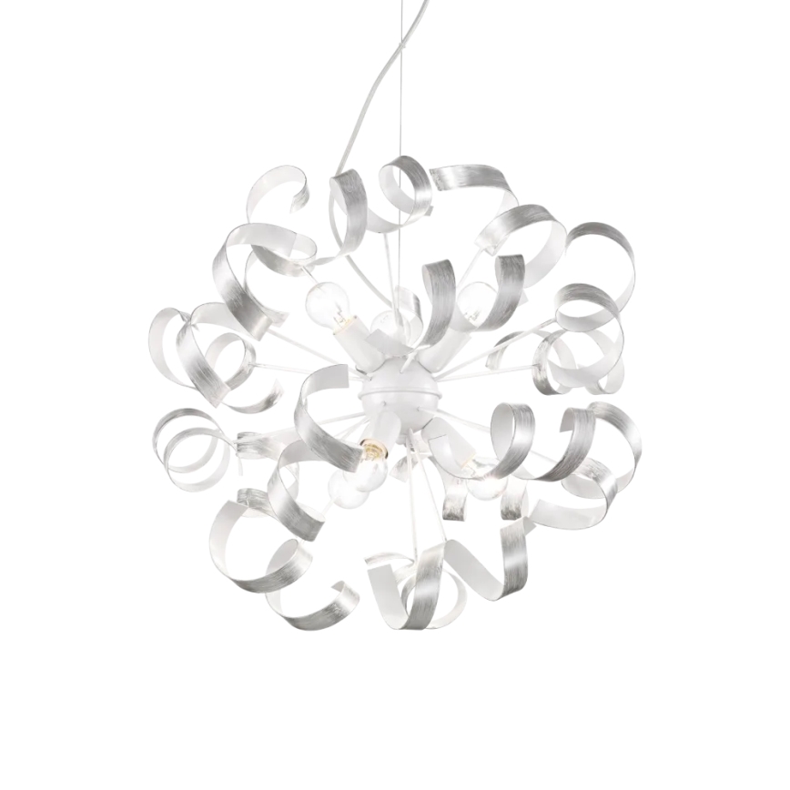 Ideal Lux - Candeeiro suspenso VORTEX 6xE14/40W/230V diâmetro 53 cm prateado/pátina