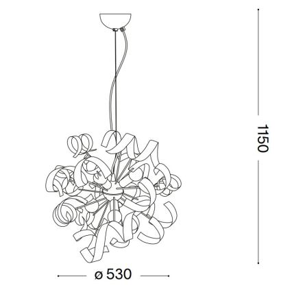 Ideal Lux - Candeeiro suspenso VORTEX 6xE14/40W/230V diâmetro 53 cm prateado/pátina