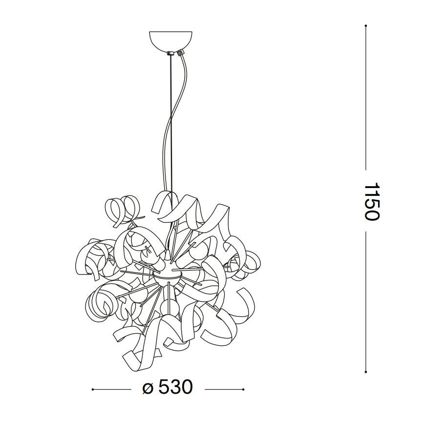Ideal Lux - Candeeiro suspenso VORTEX 6xE14/40W/230V diâmetro 53 cm prateado/pátina