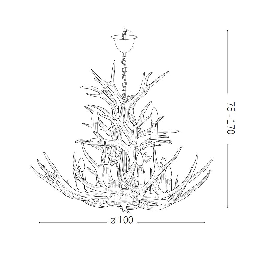Ideal Lux - Candelabro numa corrente CHALET 12×E14/40W/230V chifres