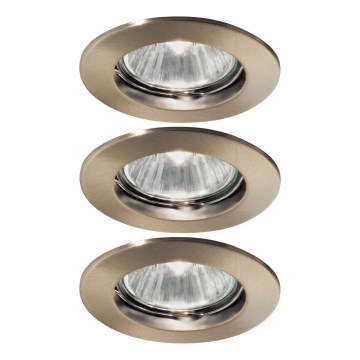 Ideal Lux - Conjunto de 3 luminárias embutidas JAZZ, 1xGU10/50W/230V, Ø 7,7 cm, bronze